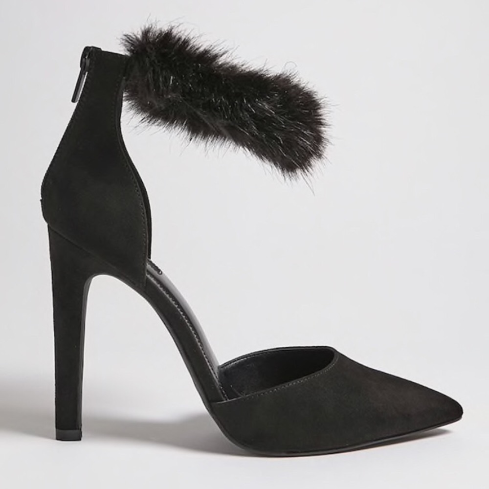 Black fur heels